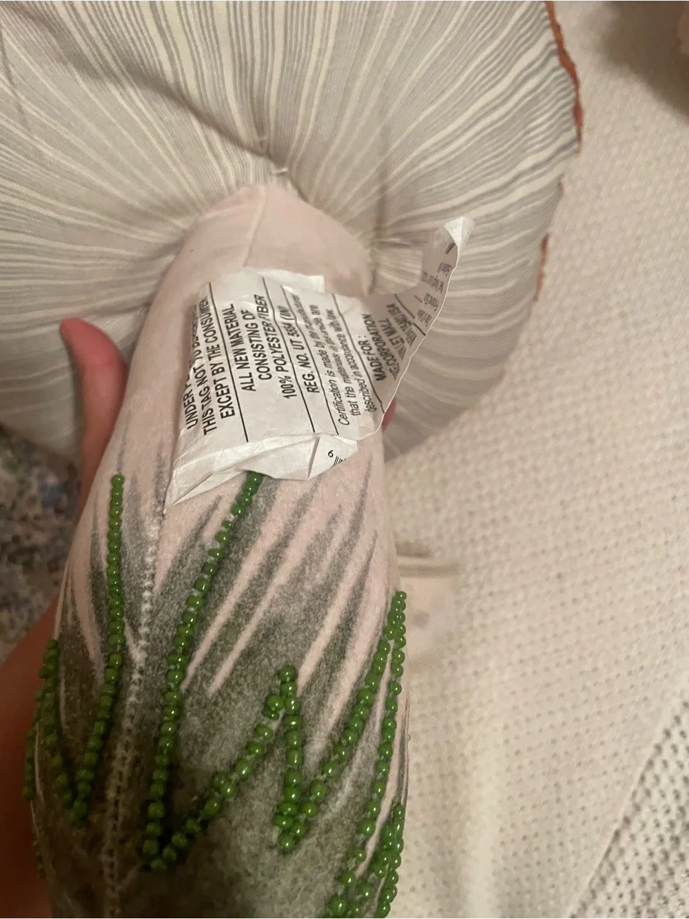 NWT Limited Edition John Derian Target Beaded Mushroom Plush Pillow Brown 17x14